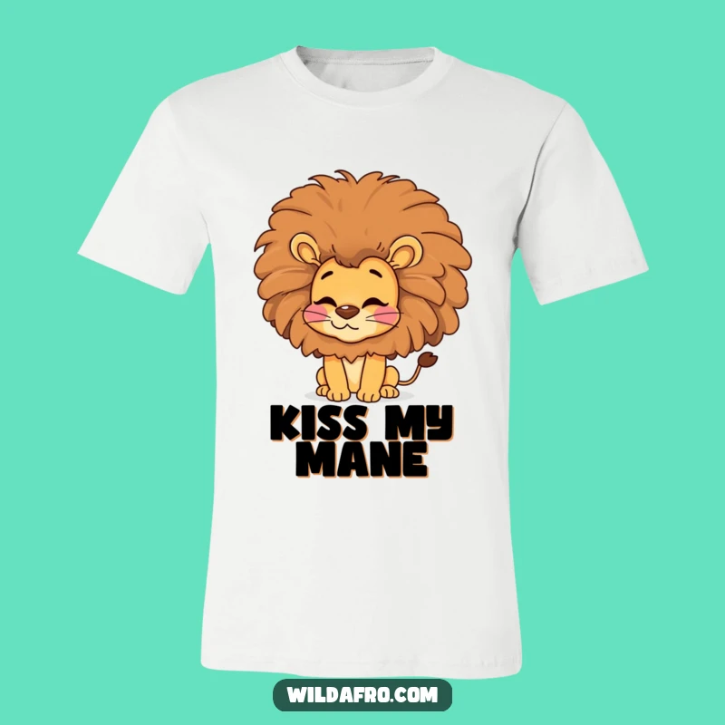 Funny Lion Afro Kiss T-Shirt, Groovy Animal Tee, Hilarious Retro Gift