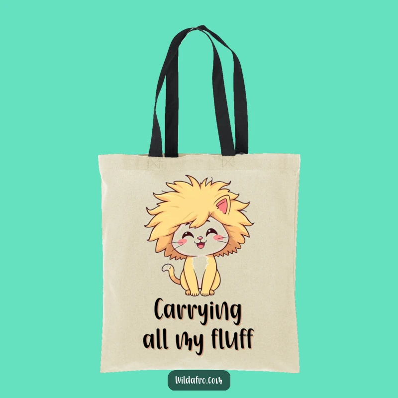 Funny Cat Afro Tote Bag - Hilarious Windblown Pet Accessory, Great Gift