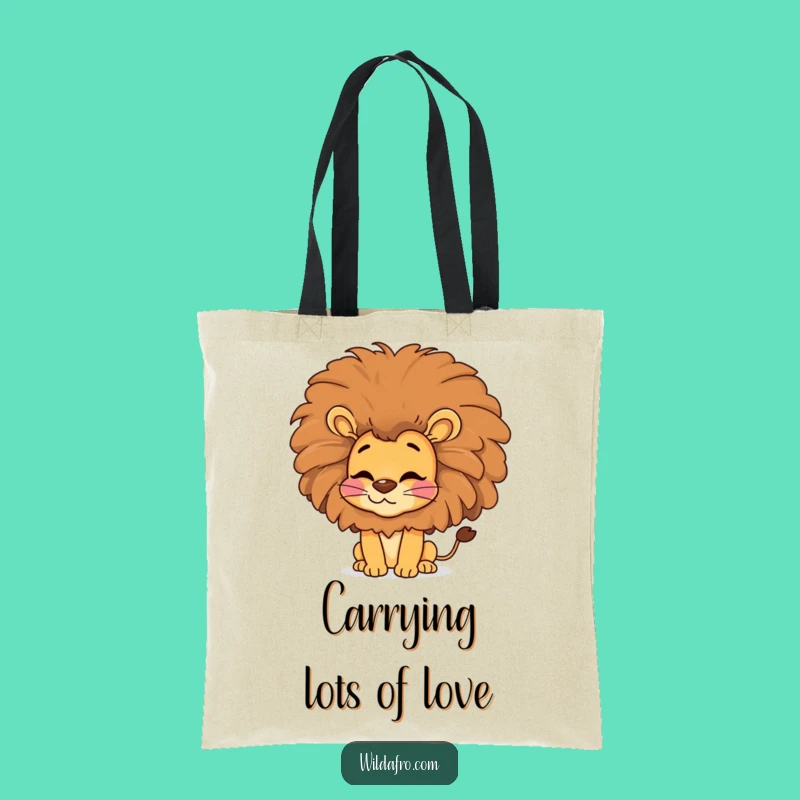 Funny Lion Afro Kiss Tote Bag, Groovy Animal Art, Hilarious Accessory Gift