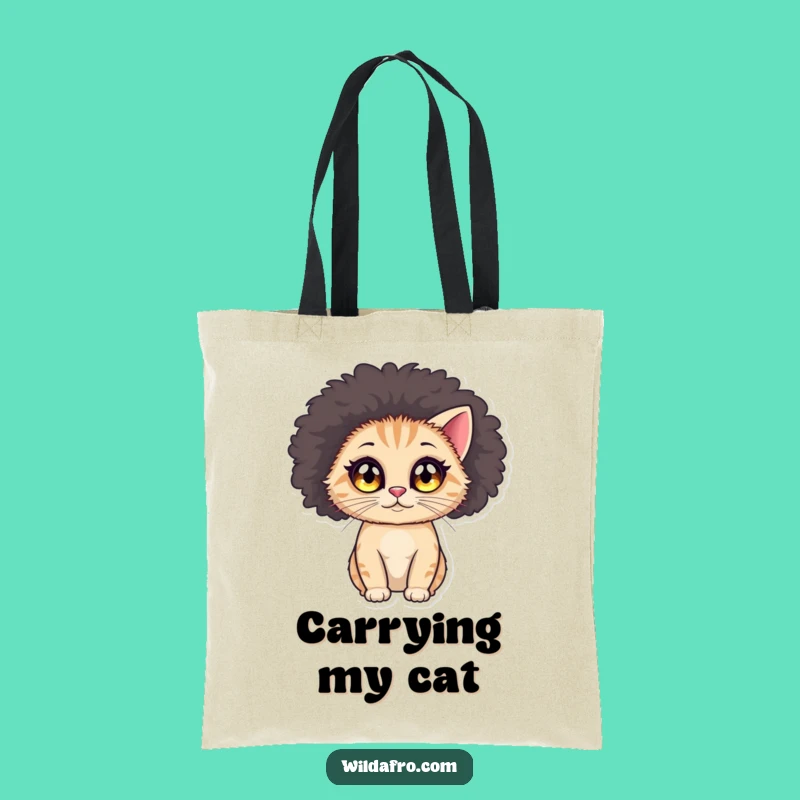 Funny Cat Afro Tote Bag: Carry Your Grooves in Style!