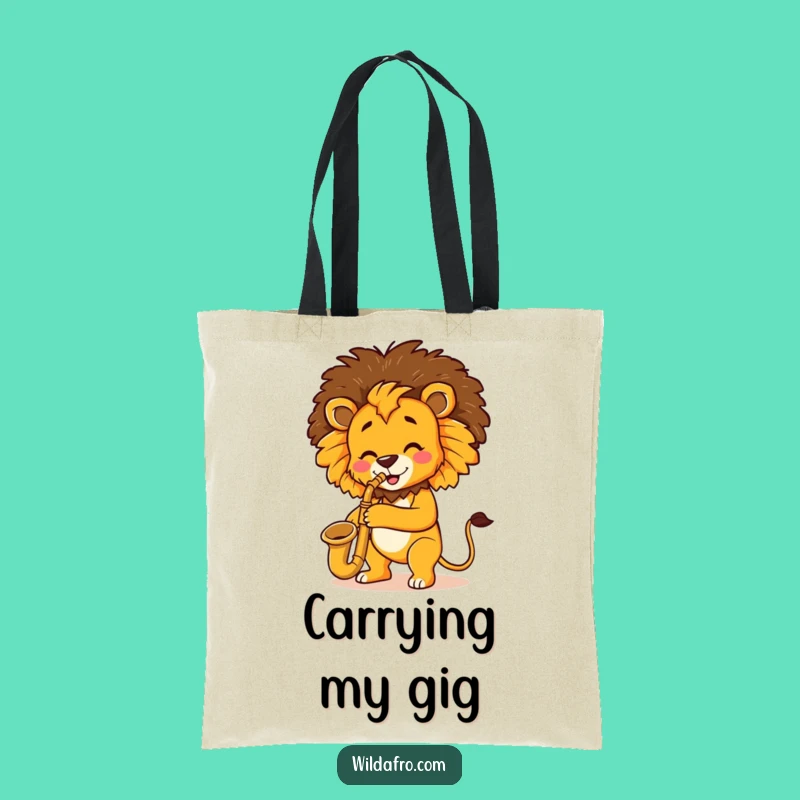 Groovy Lion Saxophone Afro Tote Bag - Carry Your Tunes and Laughs in Style!