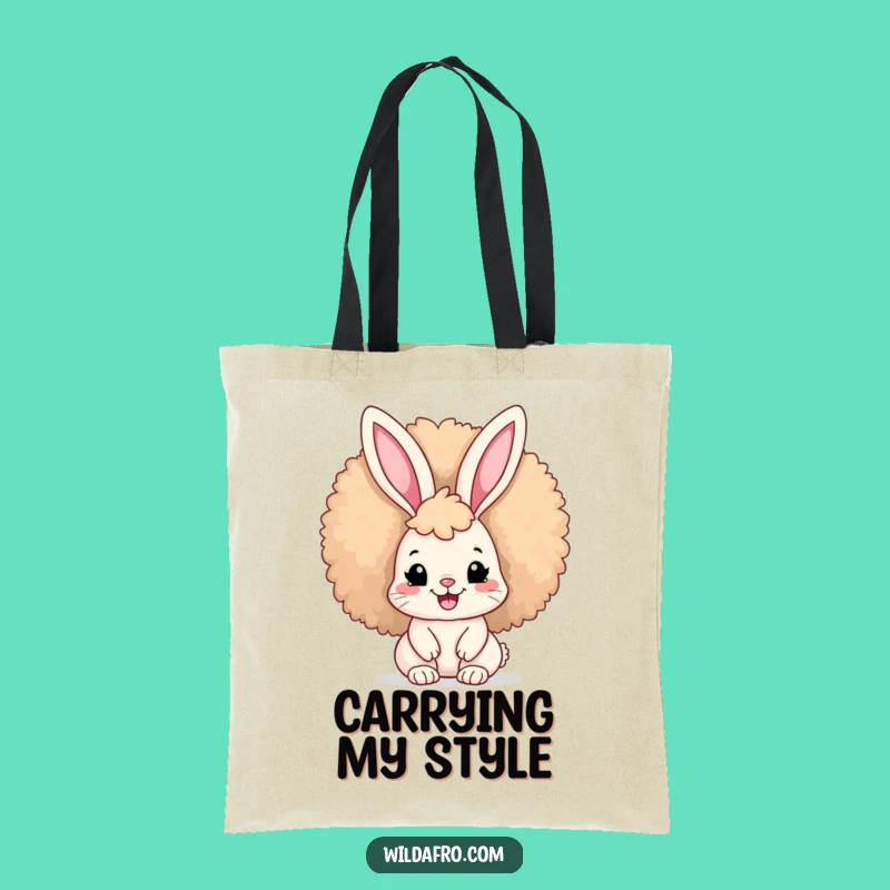 Funny Afro Bunny Tote Bag: Humorous Gift for Stylish Shoppers