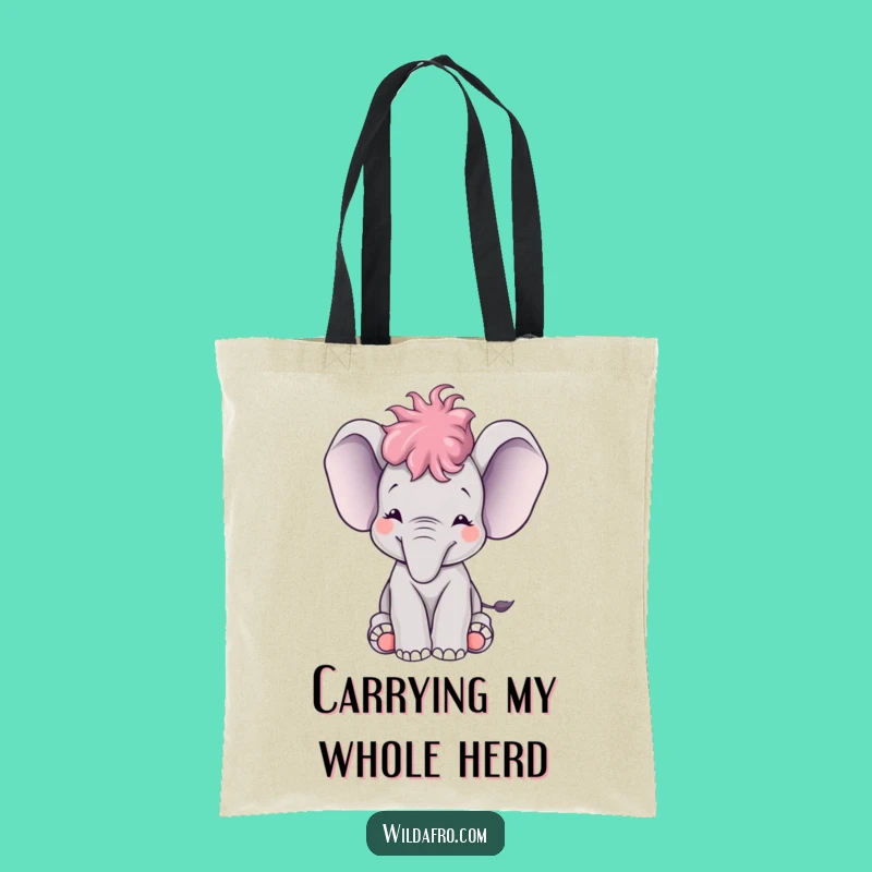 Funny Elephant Afro Trumpet Tote Bag - Stylish Cheerful Carryall Gift