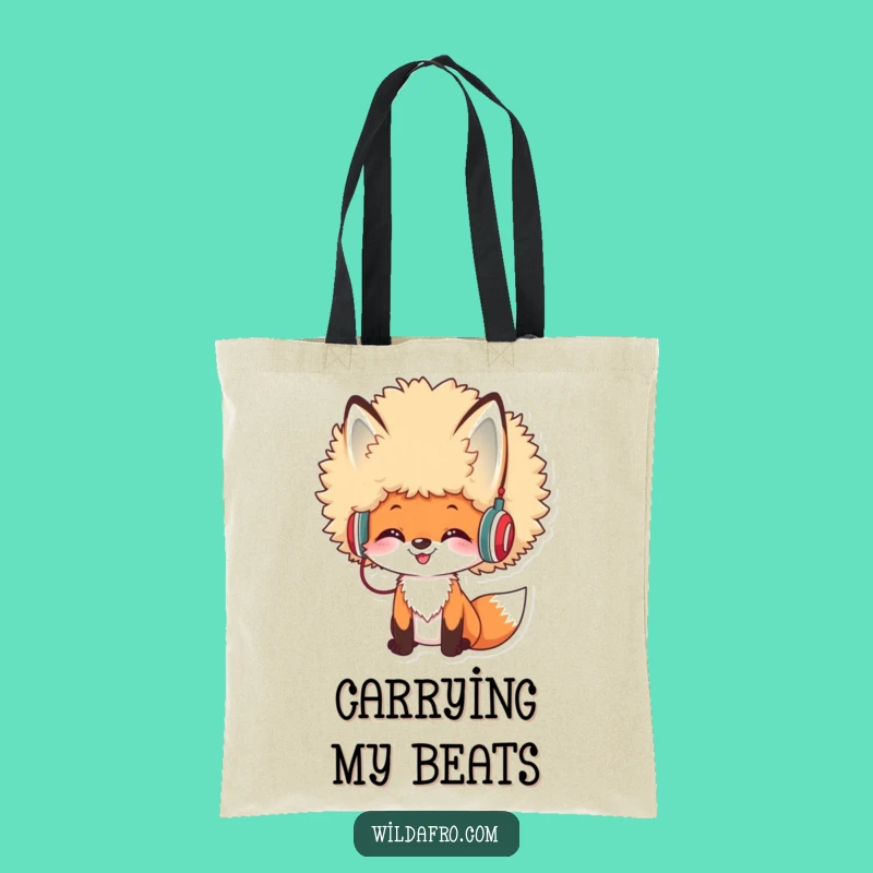 Funny Afro Fox DJ Tote Bag: Humorous Gift for Music-Savvy Shoppers