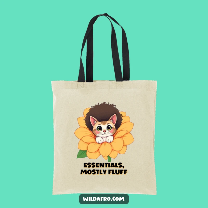 Funny Cat Afro Flower Peek Tote Bag - Stylish Carryall Gift