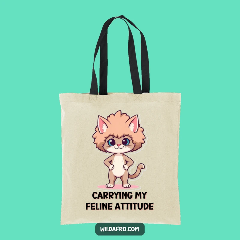 Funny Cat Afro Tote Bag: Proud Character Strutting Afro for a Stylish Gift