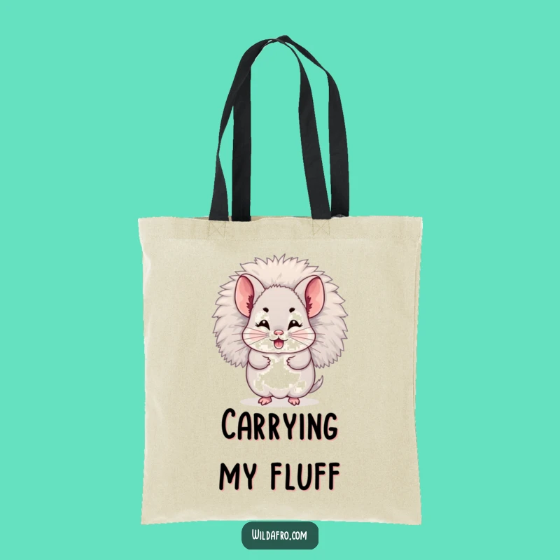 Funny Chinchilla Afro Tote Bag: Giggling Character Hiding for a Cute Gift