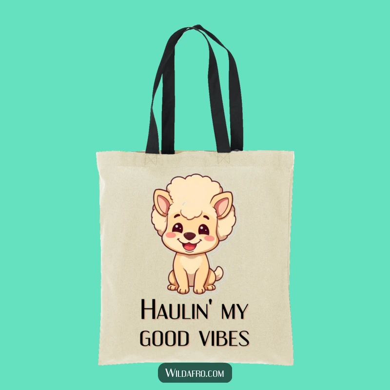 Funny Dog Afro Tote Bag - Bouncy Haired Pup Accessory, Practical Gift