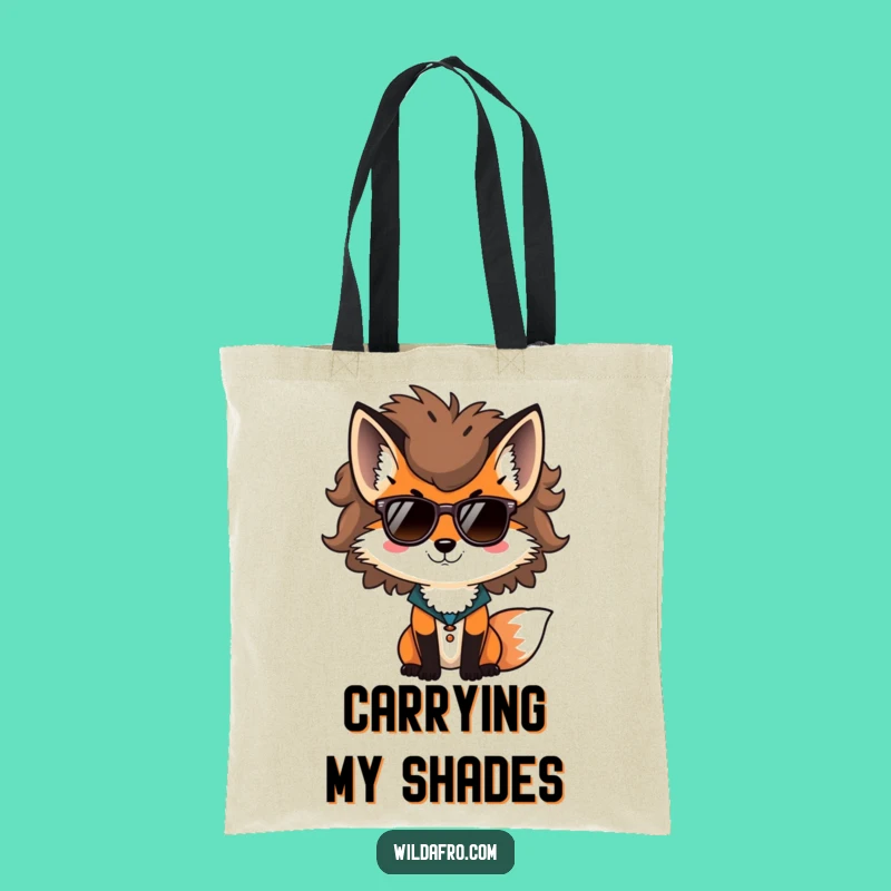 Funny Fox Afro Sunglasses Tote Bag, Cool Animal Art, Hilarious Accessory Gift
