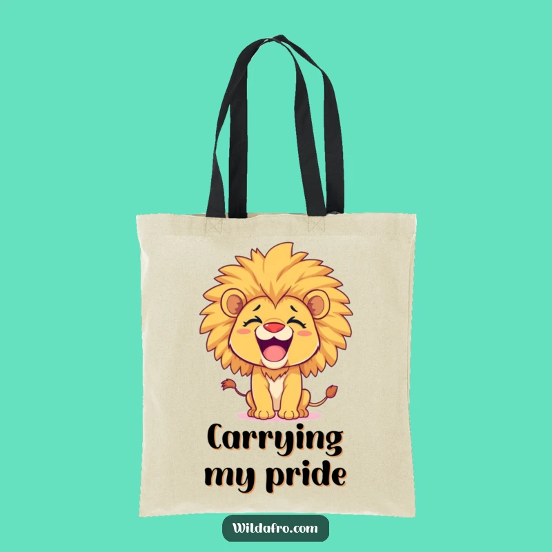 Funny Lion Cub Afro Tote Bag - Carry Your Roar in Style