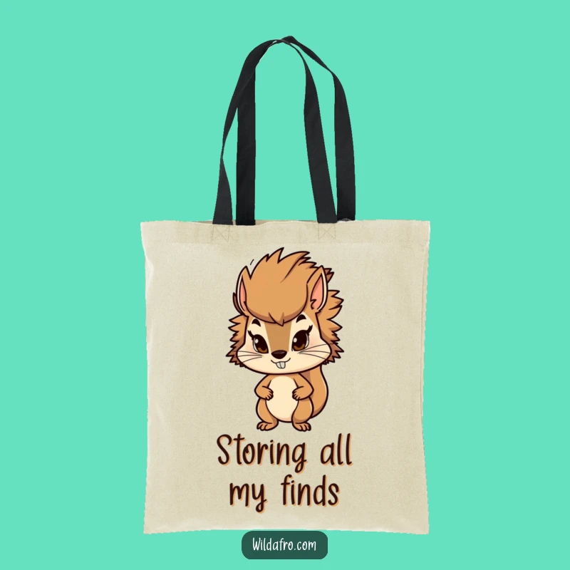 Funny Squirrel Afro Tote Bag - Bushy Haired Collector Accessory, Practical Gift