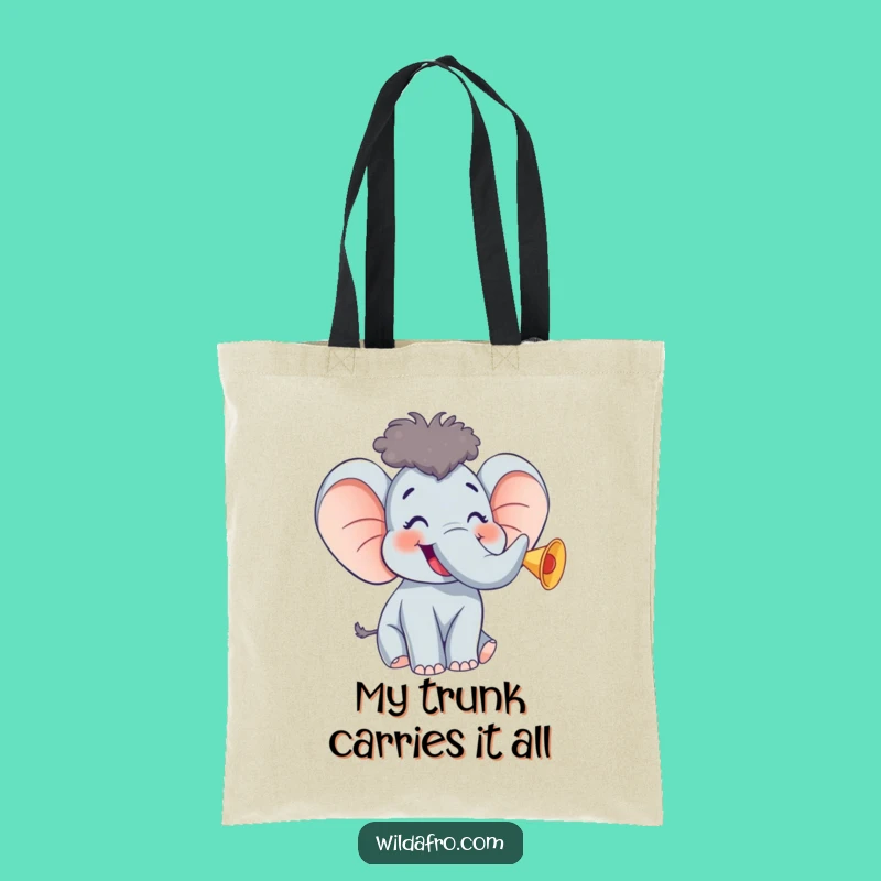 Funny Elephant w/ Afro Tote Bag - Carry Your Laughs!