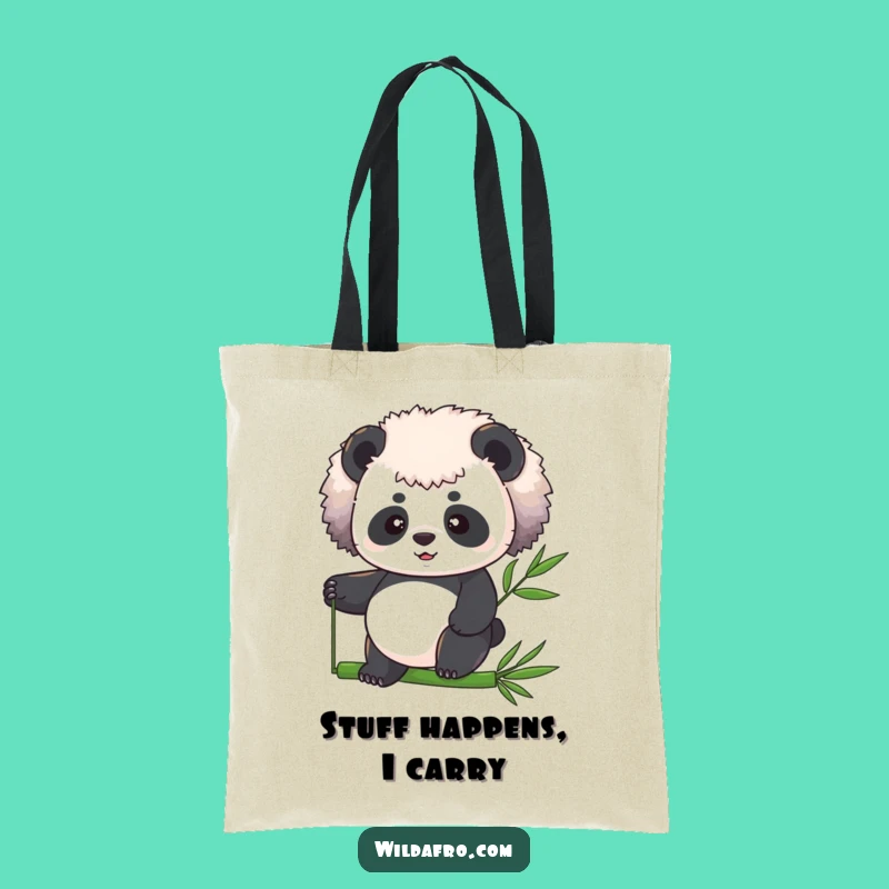 Funny Panda Afro Bamboo Balance Tote Bag - Stylish Humor Carryall Gift